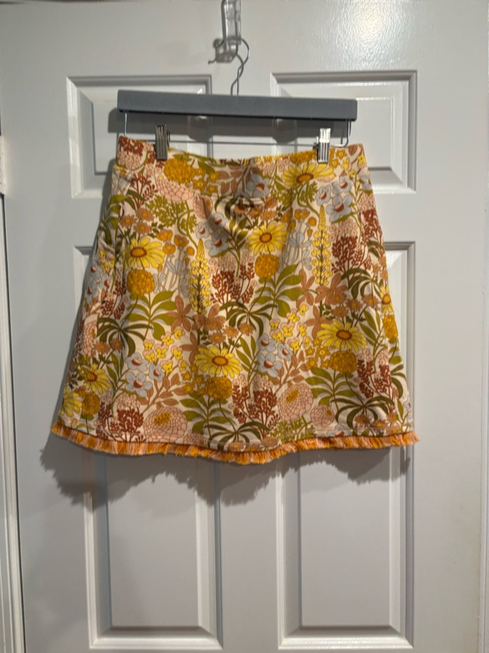 Spartina 449 fringe mini skort retro floral yellow sz L new NWOT golf active